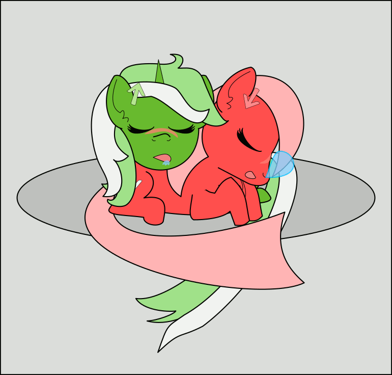 Size: 770x736 | Tagged: safe, artist:planetkiller, oc, oc only, oc:downvote, oc:upvote, species:pony, derpibooru, derpibooru ponified, animated, blushing, cute, drool, gif, meta, ponified, pony pillow, simple background, sleeping