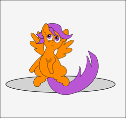 Size: 985x920 | Tagged: safe, artist:planetkiller, character:scootaloo, species:pegasus, species:pony, alternate hairstyle, cute, female, looking up, simple background, solo