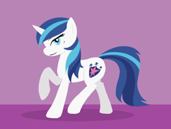 Size: 1024x768 | Tagged: safe, artist:thattagen, character:shining armor, species:pony, species:unicorn, female, gleaming shield, lineless, mare, raised hoof, rule 63, solo