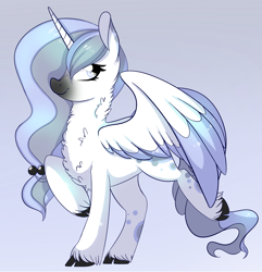 Size: 1596x1656 | Tagged: safe, artist:daydreamsyndrom, oc, oc only, oc:frostfall, species:alicorn, species:pony, alicorn oc, cloven hooves, female, mare, solo