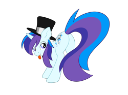 Size: 2732x2048 | Tagged: safe, artist:prismaticstars, oc, oc only, oc:cardstar clef, species:pony, species:unicorn, clothing, female, hat, high res, mare, plot, simple background, solo, tongue out, top hat, transparent background, vector
