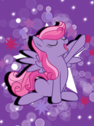 Size: 2048x2732 | Tagged: safe, artist:prismaticstars, character:starsong, species:pony, g3, eyes closed, female, g3 to g4, g3betes, generation leap, high res, sitting, solo