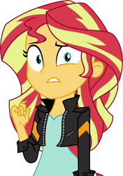 Size: 3000x4273 | Tagged: safe, artist:aqua-pony, character:sunset shimmer, my little pony:equestria girls, absurd resolution, clothing, female, jacket, leather jacket, nervous, simple background, solo, transparent background, vector