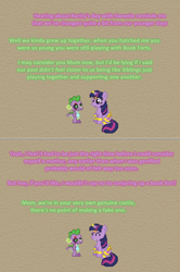 Size: 504x761 | Tagged: safe, artist:verve, character:spike, character:twilight sparkle, character:twilight sparkle (alicorn), species:alicorn, species:dragon, species:pony, episode:forever filly, g4, my little pony: friendship is magic, armband, ask genie twilight, comic, female, gem, genie, headband, horn ring, jewelry, leg brace, mare, pixel art, scar, sitting, wing jewelry