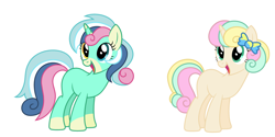 Size: 4992x2489 | Tagged: safe, artist:strawberry-spritz, base used, oc, oc only, parent:bon bon, parent:lyra heartstrings, parents:lyrabon, species:pony, species:unicorn, absurd resolution, bow, magical lesbian spawn, offspring, simple background, tutorial, white background