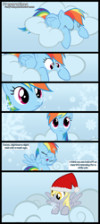 Size: 1500x3351 | Tagged: safe, artist:foxy-noxy, character:derpy hooves, character:rainbow dash, species:pegasus, species:pony, clothing, comic, female, hat, mare, santa hat, snow, snowfall, snowflake