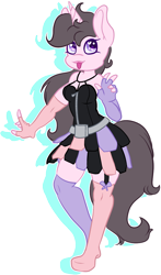 Size: 846x1443 | Tagged: safe, artist:breeoche, oc, oc only, unnamed oc, species:anthro, species:pony, species:unicorn, clothing, female, pastel goth, simple background, solo, standing, transparent background