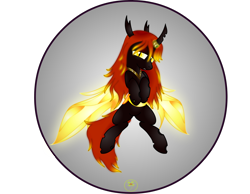 Size: 5000x3870 | Tagged: safe, artist:lakword, oc, oc only, oc:rubeencha, species:changeling, changeling oc, changeling queen, changeling queen oc, female, flirting, happy, queen, simple background, solo, transparent background, wings, yellow changeling