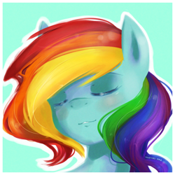 Size: 1000x1000 | Tagged: safe, artist:derpiihooves, character:rainbow dash, species:pegasus, species:pony, eyes closed, female, mare, simple background, solo