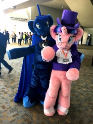 Size: 3024x4032 | Tagged: safe, artist:nupiethehero, character:princess luna, character:snowfall frost, character:starlight glimmer, species:pony, episode:a hearth's warming tail, g4, my little pony: friendship is magic, bronycon, bronycon 2017, clothing, cosplay, costume, fursuit, irl, photo, spirit of hearth's warming yet to come