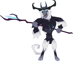 Size: 4193x3500 | Tagged: safe, artist:aqua-pony, character:storm king, my little pony: the movie (2017), armor, male, sharp teeth, simple background, smiling, solo, staff, staff of sacanas, teeth, transparent background, vector
