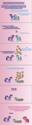 Size: 504x1981 | Tagged: safe, artist:verve, character:pinkie pie, character:rainbow dash, character:twilight sparkle, character:twilight sparkle (alicorn), species:alicorn, species:earth pony, species:pegasus, species:pony, episode:secrets and pies, g4, my little pony: friendship is magic, ain't never had friends like us, armband, comic, female, food, genie, gradient background, headband, leg brace, mare, pie, pixel art, wing jewelry