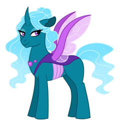 Size: 800x812 | Tagged: safe, artist:cascayd, oc, oc only, oc:princess cicada, parent:princess luna, parent:thorax, parents:thuna, species:changepony, ethereal mane, female, simple background, solo, white background