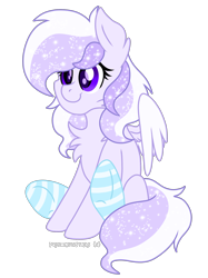 Size: 2048x2732 | Tagged: safe, artist:prismaticstars, oc, oc only, oc:starstorm slumber, species:pegasus, species:pony, chest fluff, clothing, female, high res, mare, simple background, sitting, socks, solo, striped socks, transparent background