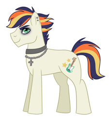 Size: 1024x1119 | Tagged: safe, artist:cascayd, oc, oc only, oc:rockin' rhyme, parent:applejack, parent:coloratura, parents:rarajack, species:earth pony, species:pony, magical lesbian spawn, offspring, simple background, solo, white background