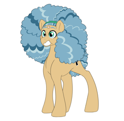 Size: 2804x2753 | Tagged: safe, artist:marukouhai, oc, oc only, oc:polaroid, parent:cheese sandwich, parent:coco pommel, parents:cheesecoco, species:earth pony, species:pony, afro, high res, male, offspring, simple background, solo, stallion, white background