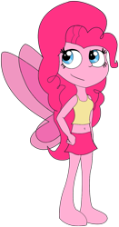 Size: 835x1595 | Tagged: safe, artist:dracolunarisignitus, artist:liggliluff, character:pinkie pie, species:human, belly button, clothing, cute, fairy, fairy wings, humanized, legs, midriff, miniskirt, pony coloring, simple background, skirt, tank top, transparent background, winged humanization, wings
