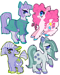 Size: 454x566 | Tagged: safe, artist:njeekyo, character:limestone pie, character:marble pie, character:maud pie, character:pinkie pie, pie sisters, siblings, sisters