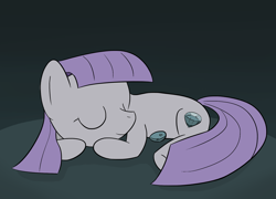 Size: 1780x1280 | Tagged: safe, artist:phat_guy, derpibooru original, character:boulder, character:maud pie, species:earth pony, species:pony, curled up, cute, cutie mark, eyes closed, female, gradient background, mare, maudabetes, missing accessory, sleeping, smiling, solo, undressed