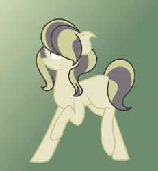 Size: 1024x1108 | Tagged: safe, artist:rose-moonlightowo, oc, oc only, parent:applejack, parent:coloratura, parents:rarajack, species:earth pony, species:pony, female, gradient background, magical lesbian spawn, mare, offspring, solo