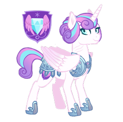 Size: 507x502 | Tagged: safe, artist:whalepornoz, character:princess flurry heart, species:alicorn, species:pony, armor, crystal guard armor, cutie mark, female, flurry heart pearl of battle, hoof shoes, implied princess skyla, mare, older, older flurry heart, scar, simple background, solo, transparent background