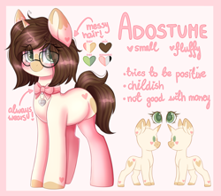 Size: 2931x2592 | Tagged: safe, artist:adostume, oc, oc only, oc:adostume, species:pony, adorable face, blank flank, blep, blushing, clothing, collar, cute, glasses, heart, knee high socks, mlem, pet play, reference sheet, shading, silly, socks, thigh highs, tongue out