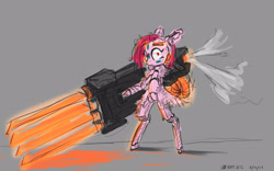 Size: 2560x1600 | Tagged: safe, artist:satv12, character:pinkamena diane pie, character:pinkie pie, species:pony, android, armored core, female, gray background, gynoid, pinkie bot, ponkbot, robot, robot pony, simple background, solo
