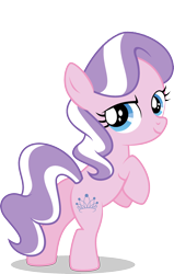 Size: 2000x3150 | Tagged: safe, artist:leopurofriki, edit, editor:slayerbvc, character:diamond tiara, species:earth pony, species:pony, accessory-less edit, diamond buttiara, female, filly, missing accessory, plot, rearing, simple background, smiling, solo, transparent background, vector, vector edit
