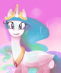 Size: 837x1000 | Tagged: safe, artist:ryuredwings, character:princess celestia, species:alicorn, species:pony, female, jewel, jewelry, looking at you, mare, solo, tiara