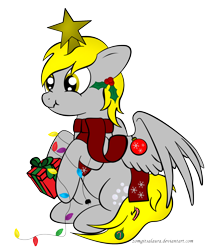 Size: 1704x1950 | Tagged: safe, artist:zomgitsalaura, character:derpy hooves, species:pegasus, species:pony, christmas, female, mare