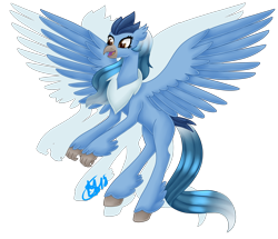 Size: 2264x1945 | Tagged: safe, artist:spokenmind93, oc, species:classical hippogriff, species:hippogriff, articuno, classical hippogriffied, claws, crossover, crystal, female, gradient hair, hippogriffied, legendary, legendary pokémon, pokémon, ponymon, rearing, signature, simple background, solo, species swap, spread wings, transparent background, wings
