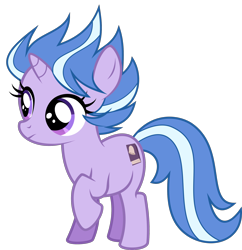 Size: 2000x2066 | Tagged: safe, artist:whalepornoz, character:lilymoon, species:pony, species:unicorn, female, filly, ponyville mysteries, raised hoof, show accurate, simple background, smiling, solo, transparent background, vector