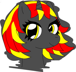 Size: 1113x1061 | Tagged: safe, artist:jimmy draws, oc, oc:fireice, species:pony, species:unicorn, bust, female, looking at you, mare, portrait, smiling, solo