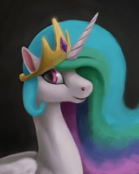 Size: 1460x1828 | Tagged: safe, artist:difetra, character:princess celestia, species:alicorn, species:pony, bust, fanfic, fanfic art, female, looking at you, portrait, smiling, solo