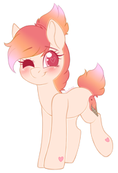 Size: 2392x3500 | Tagged: safe, artist:adostume, oc, oc only, oc:maori, species:earth pony, species:pony, blushing, happy, heart, heart eyes, one eye closed, simple background, smiling, solo, transparent background, wingding eyes, wink