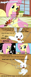 Size: 800x2000 | Tagged: safe, artist:feather, character:angel bunny, character:fluttershy, species:pegasus, species:pony, species:rabbit, angel is a bunny bastard, animal, comic, female, flutterbuse, male, mare, vulgar