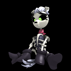 Size: 2000x2000 | Tagged: safe, artist:argos90, character:skellinore, species:pony, episode:the break up break down, 3d, bone, boots, female, nose hole, shoes, sitting, skeleton, skeleton pony