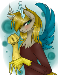 Size: 559x722 | Tagged: safe, artist:mscootaloo, oc, oc only, species:draconequus, bedroom eyes, draconequus oc
