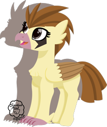 Size: 2150x2545 | Tagged: safe, artist:spokenmind93, oc, oc only, species:classical hippogriff, species:hippogriff, crossover, female, filly, lineless, lineless art, markings, pidgey, pokémon, shadow, signature, simple background, solo, transparent background, vector
