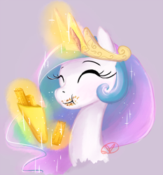 Size: 744x800 | Tagged: safe, artist:ryuredwings, character:princess celestia, species:pony, bust, churros, eating, female, magic, mare, portrait, smiling, solo