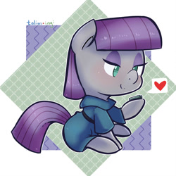 Size: 900x900 | Tagged: safe, artist:talimingi, character:boulder, character:maud pie, clothing, cute, heart, maudabetes, smiling