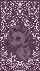Size: 600x1067 | Tagged: safe, artist:laps-sp, character:rarity, species:pony, bust, female, monochrome, portrait, solo