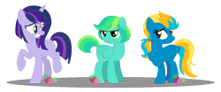 Size: 1124x474 | Tagged: safe, artist:strawberry-spritz, base used, oc, oc only, parent:rainbow dash, parent:soarin', parent:spitfire, parent:twilight sparkle, parents:soarindash, parents:soarinfire, parents:soarlight, species:pegasus, species:pony, species:unicorn, half-siblings, offspring, simple background, soarin' gets all the mares, transparent background