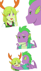 Size: 870x1515 | Tagged: safe, artist:fantasygerard2000, character:spike, character:thorax, species:changeling, species:dragon, species:reformed changeling, ship:thoraxspike, my little pony:equestria girls, equestria girls-ified, gay, male, open mouth, shipping, simple background, stare, white background, winged spike