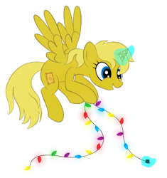 Size: 900x959 | Tagged: safe, artist:zomgitsalaura, oc, oc only, oc:ticket, species:alicorn, species:pony, alicorn oc, christmas, christmas lights, simple background, solo, transparent background