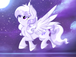 Size: 2732x2048 | Tagged: safe, artist:prismaticstars, oc, oc:starstorm slumber, species:pegasus, species:pony, female, flying, high res, mare, night, solo, spread wings, wings