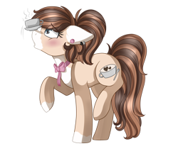 Size: 2000x1700 | Tagged: safe, artist:adostume, oc, oc only, oc:demitasse, species:earth pony, species:pony, balancing, blushing, bow tie, coffee, ear piercing, earring, jewelry, piercing, ponies balancing stuff on their nose, simple background, solo, transparent background