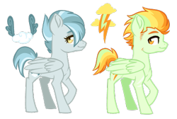 Size: 517x347 | Tagged: safe, artist:whalepornoz, oc, oc only, oc:cloudy blizzard, oc:thunder flash, parent:lightning dust, parent:marble pie, parent:misty fly, parent:rainbow dash, parents:rainbowdust, species:pegasus, species:pony, female, magical lesbian spawn, male, mare, offspring, parents:marblefly, sideburns, simple background, stallion, transparent background