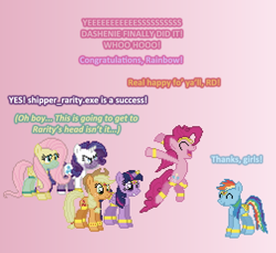 Size: 504x461 | Tagged: safe, artist:idreamoftwilightsparkle, artist:verve, character:applejack, character:fluttershy, character:pinkie pie, character:rainbow dash, character:rarity, character:twilight sparkle, character:twilight sparkle (alicorn), species:alicorn, species:earth pony, species:pegasus, species:pony, species:unicorn, ain't never had friends like us, ask, female, genie, gradient background, mane six, mare, pixel art, shipper on deck, tumblr