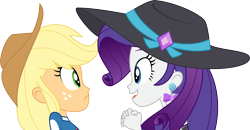 Size: 5787x3000 | Tagged: safe, artist:aqua-pony, character:applejack, character:rarity, episode:lost and found, g4, my little pony: equestria girls, my little pony:equestria girls, .svg available, absurd resolution, clothing, duo, duo female, female, hat, simple background, swimsuit, transparent background, vector